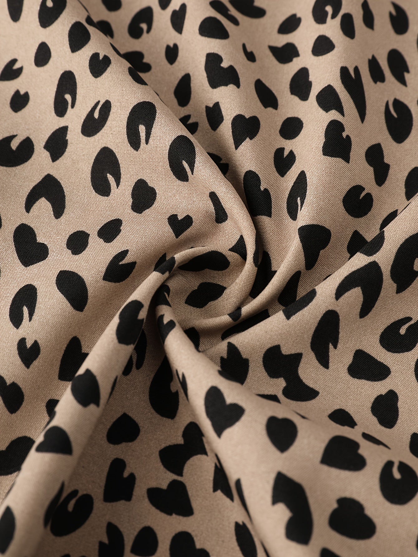  Heart Print Shirred Waist Wide Leg Trousers