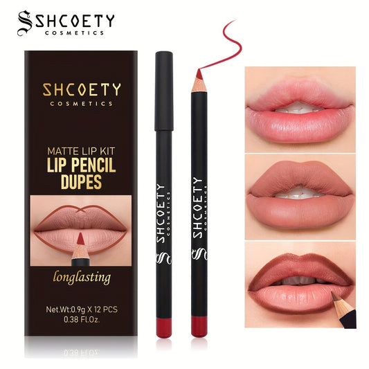 12 Matte Waterproof Lip Liner Set Natural Look