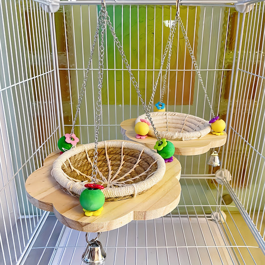 Cotton Rope Bird Breeding Nest Hanging Rest Bed Swing Hammock Toy
