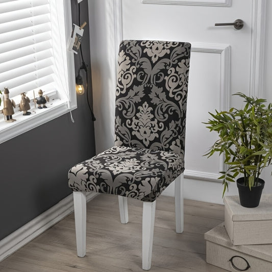 Printed Stretch Chair Cover Set for Dining Room, Removable and Washable