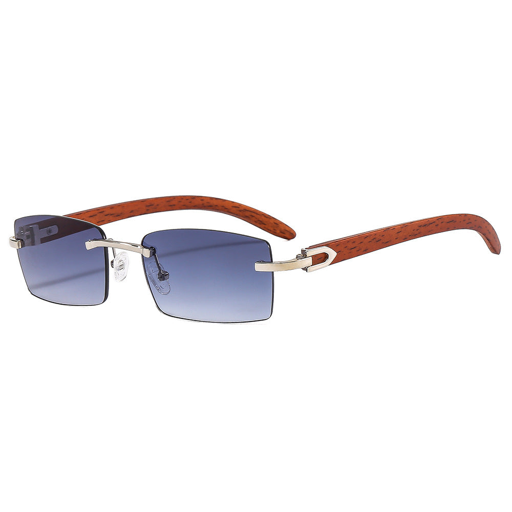 Punk Rimless Rectangle Sunglasses Vintage Small Frame Sun Glasses