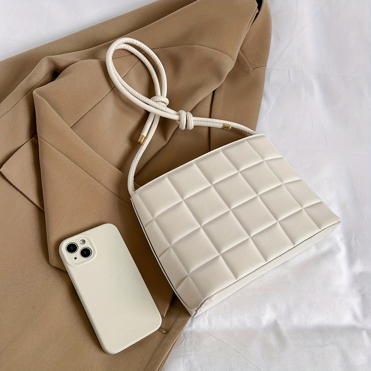 Underarm Bag PU Leather Textured Baguette Bag