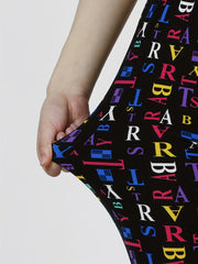 Colorful Letter Print Leggings Elastic Slim Bottoms