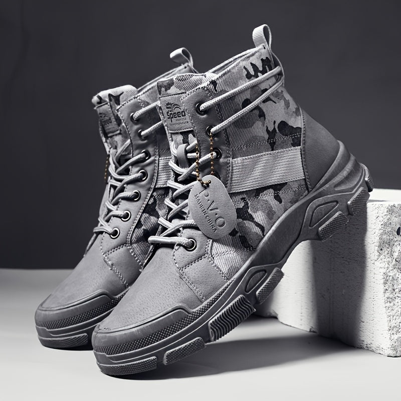 Men's High Camouflage Canvas Boots
