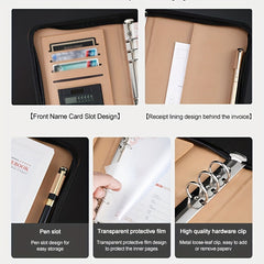 A5 PU Leather Notebook with Card Slot and Zipper Bag