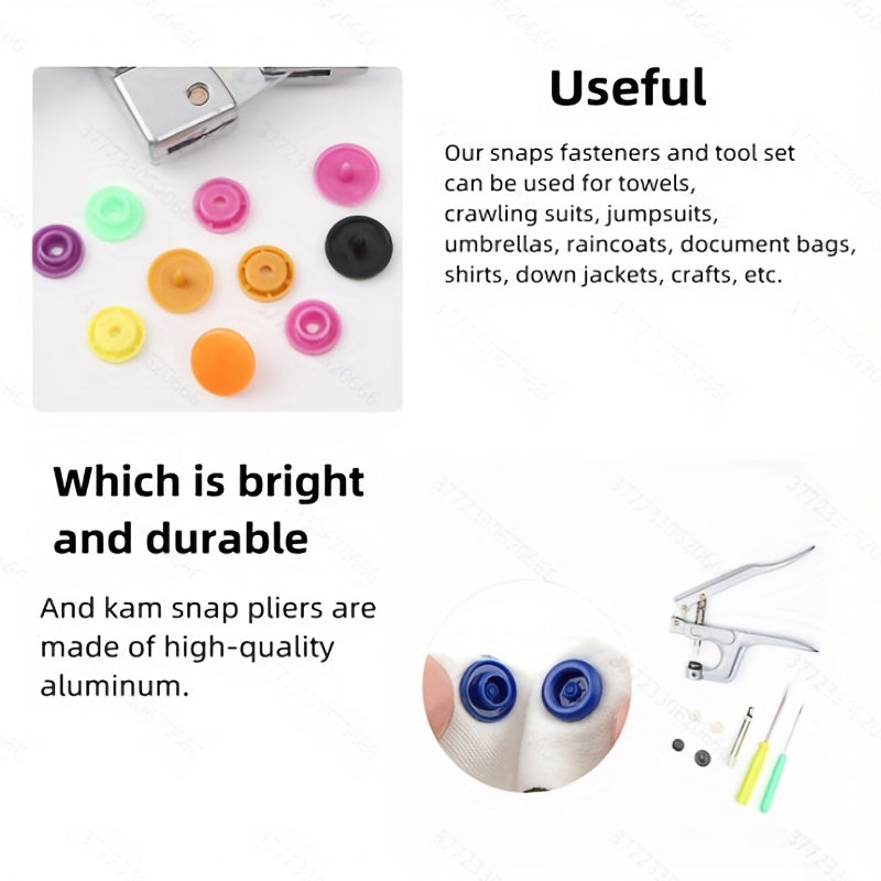 360PCS Plastic Snap On Buttons and Tool Set, 24 Colors for Men