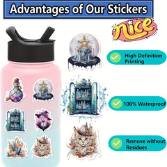 50pcs Halloween Witch Stickers Pack - Waterproof Vinyl Stickers