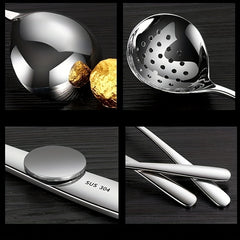 Slotted Spoon Stainless Steel Long Handle Hot Pot Soup Ladle