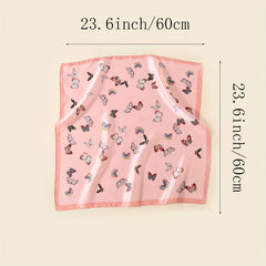 Butterfly Print Square Scarf Bandana Neckerchief Women Head Wrap