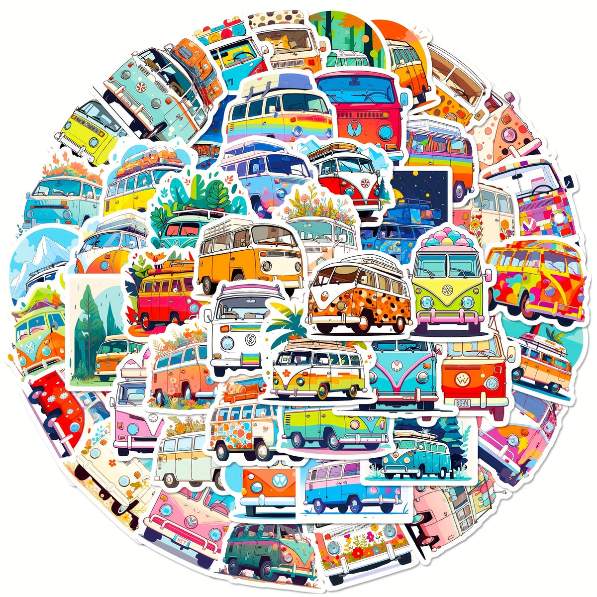 50pcs Cartoon Bus Stickers Graffiti Decoration Stickers