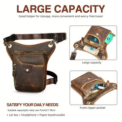 Top Layer Cowhide Waist Bag Classic & Stylish Fanny Pack for Travelers