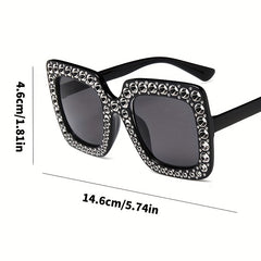 Square Rhinestone Sunglasses UV400 for Summer Beach Party