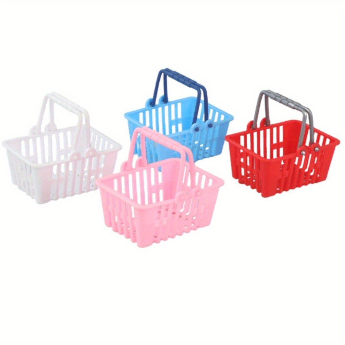 20pcs Mini Plastic Shopping Baskets - Colorful Retail Baskets for Playtime