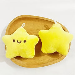 12pcs Yellow Star Squeaky Plush Keychain