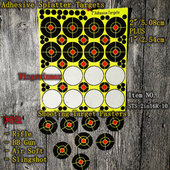 10 Pack Adhesive Splatter Targets 2.5" Plus 1" Bright Yellow Burst Upon Impact