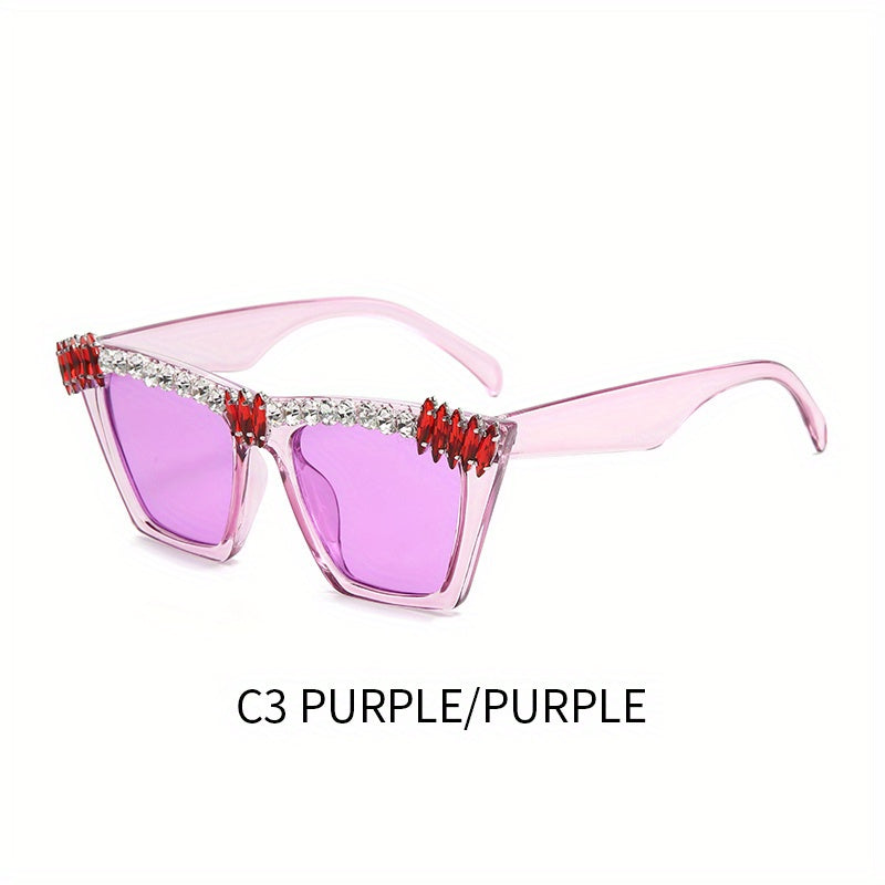 Y2K Rhinestone Cat Eye Sunglasses UV400 Sun Shades