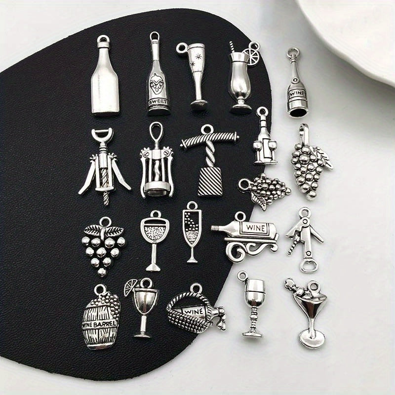 21pcs Wine Bottle Opener Shape Pendants for DIY Jewelry Making