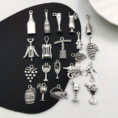 21pcs Wine Bottle Opener Shape Pendants for DIY Jewelry Making