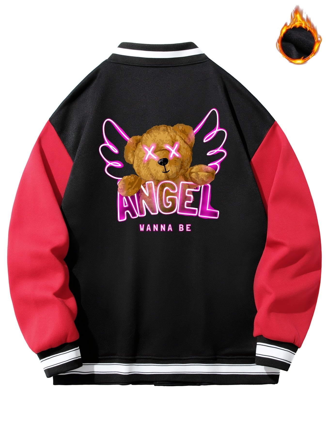 Men's Long Sleeves Angel Wana Be Bear Print Jacket