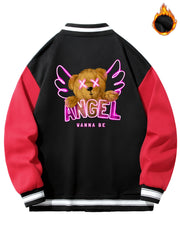 Men's Long Sleeves Angel Wana Be Bear Print Jacket