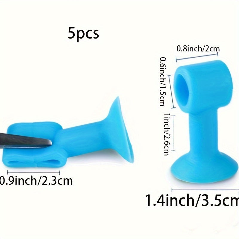 5pcs Silicone Door Stopper Without Punching Bathroom Door Handle Suction Cup
