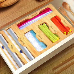 Bamboo Ziplock Bag Organizer and Foil Wrap Holder