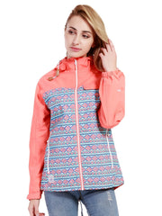 Women's Winter Hooded Jacket Argyle Print Zipper Front