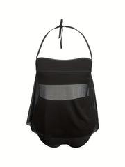 Vacay Tankini Set Plus Size Halter Neck Beachwear Two Piece Set