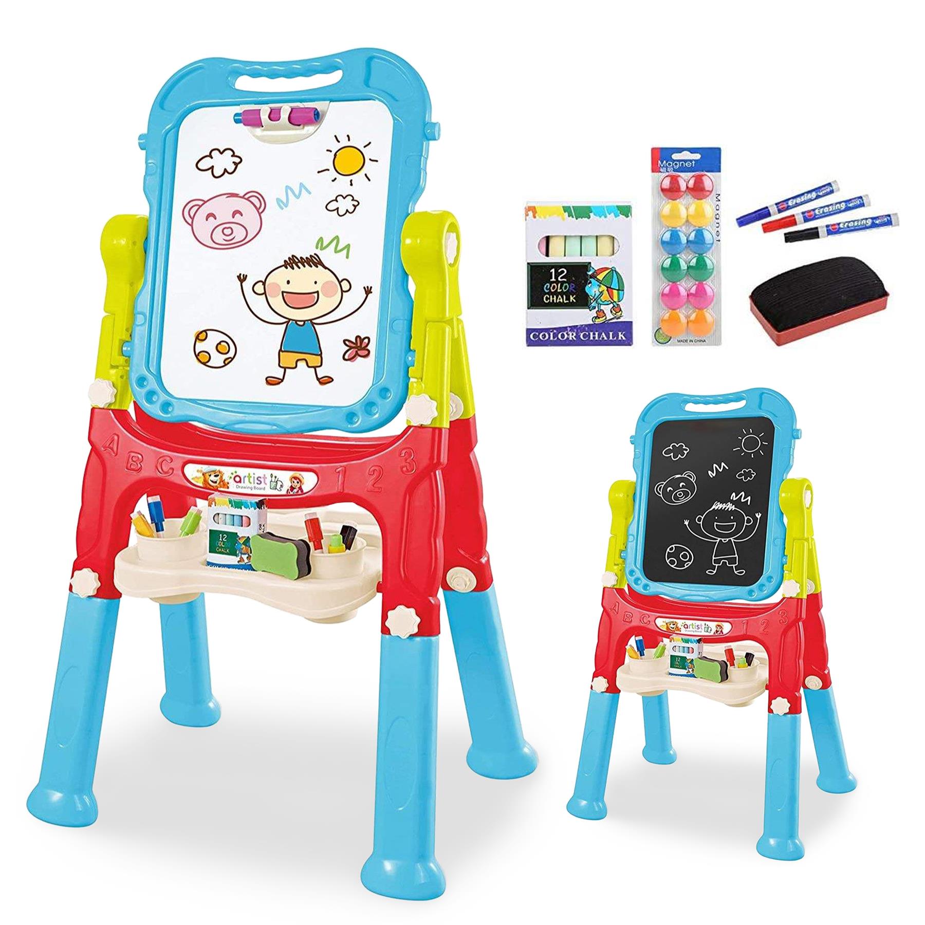 Double Sided Magnetic Drawing Board Easel Chalk