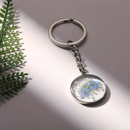 Embossed Daisy Charm Keychain for Women