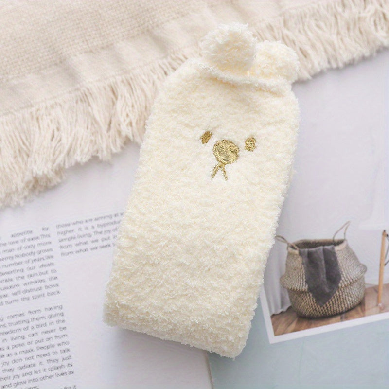 Bear Pattern Fuzzy Socks Mid Tube Stockings