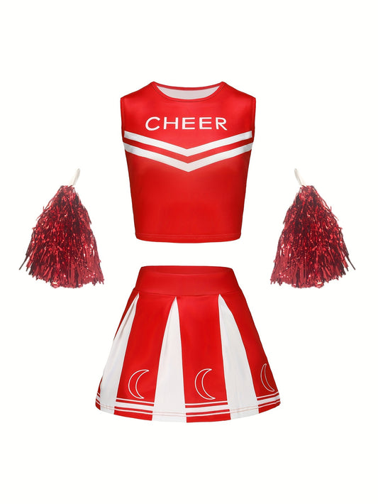 Girls Sleeveless Cheerleader Outfits Halloween Spirit