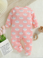 2pcs Baby Girls Clouds Print Bodysuit Set