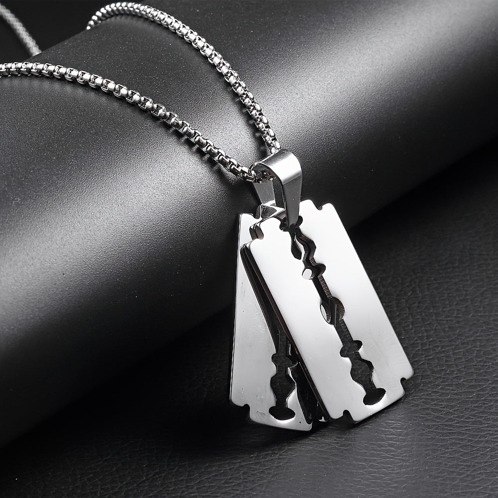 Men's Punk Jewelry Razor Blade Pendant Necklace