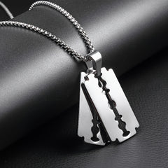 Men's Punk Jewelry Razor Blade Pendant Necklace
