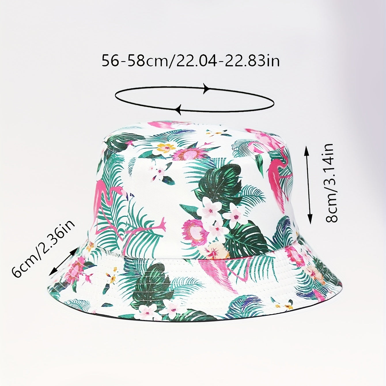 Flamingo Leaf Print Bucket Hat Lightweight Sun Hats