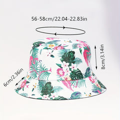 Flamingo Leaf Print Bucket Hat Lightweight Sun Hats