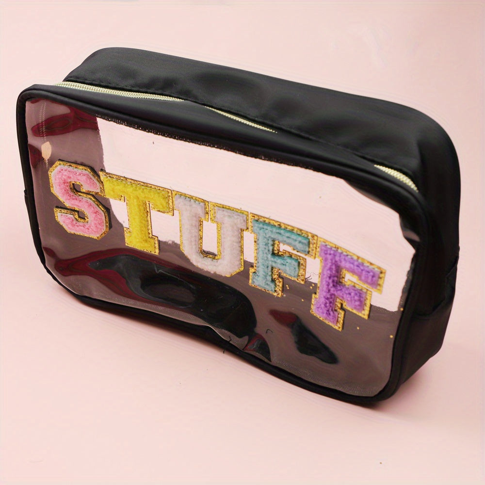 Waterproof PVC Toiletry Bag with Embroidered Lettering