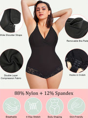 Lace Trim Shaping Bodysuit Tummy Control Butt Lifting Slimmer Body Shaper