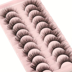 10 Pairs Faux Mink Lashes Natural Look Cat Eye False Eyelashes