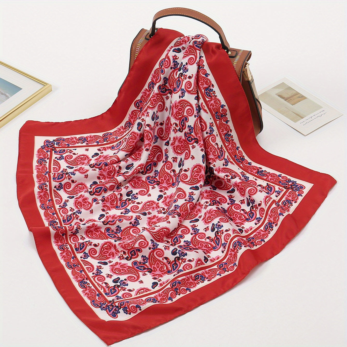 55 Block Bandana Paisley Print Satin Square Scarf Neckerchief Head Wrap Scarves