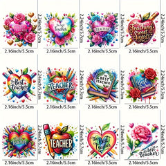 12pcs Teacher Themed Mug Stickers UV DTF High Adhesion Waterproof Decals