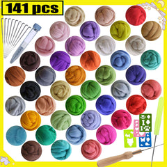 141pcs Needle Felting Kit 42 Colors Starter Set Wool Felt Tools