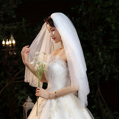 Bridal Veil with Rhinestone Accents and Tulle Classic Wedding Accessory