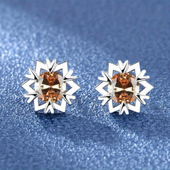 Snowflake Zircon Stud Earrings 18K Plated Wedding Party Jewelry Gift