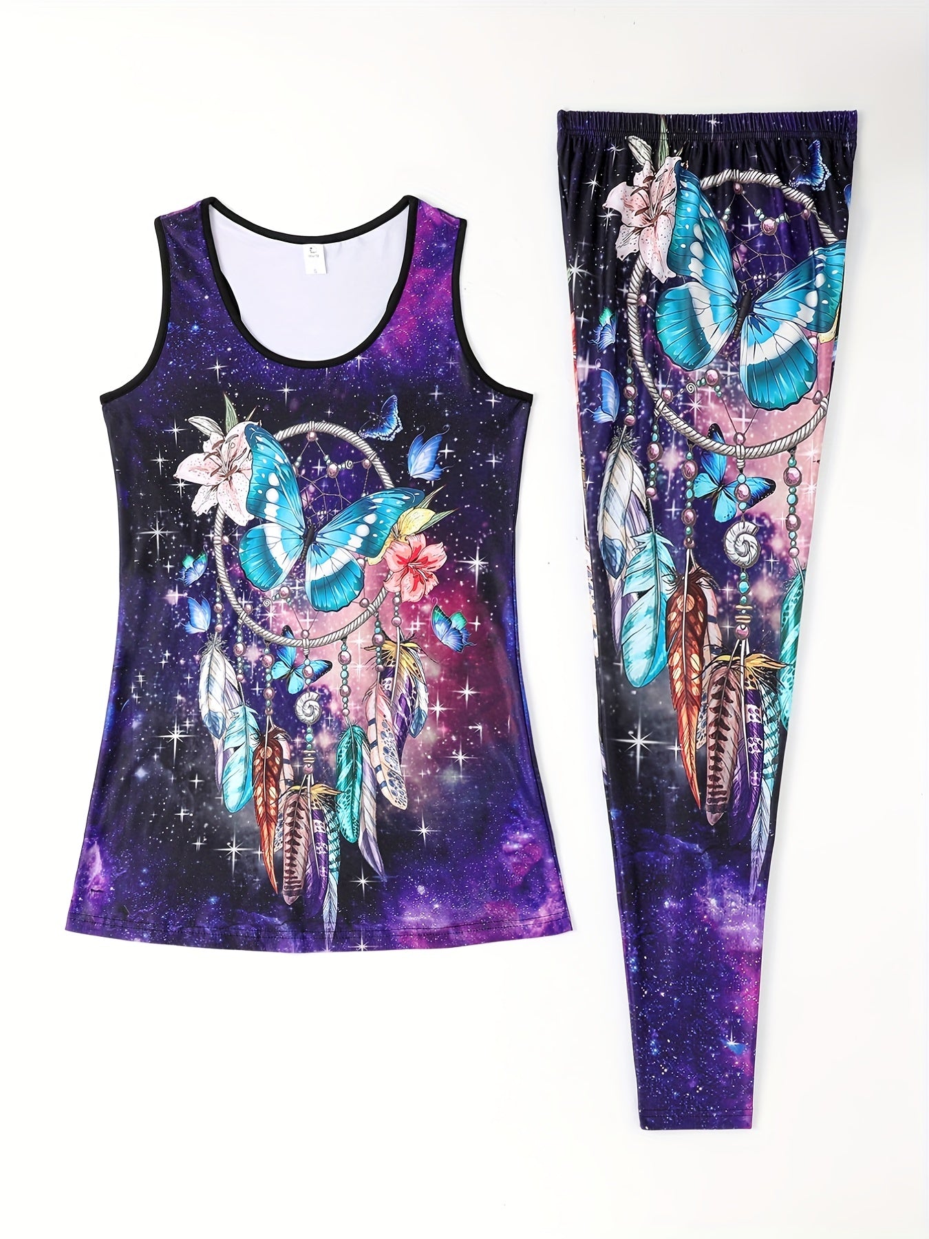Sporty Tank Top & High Waist Leggings Set