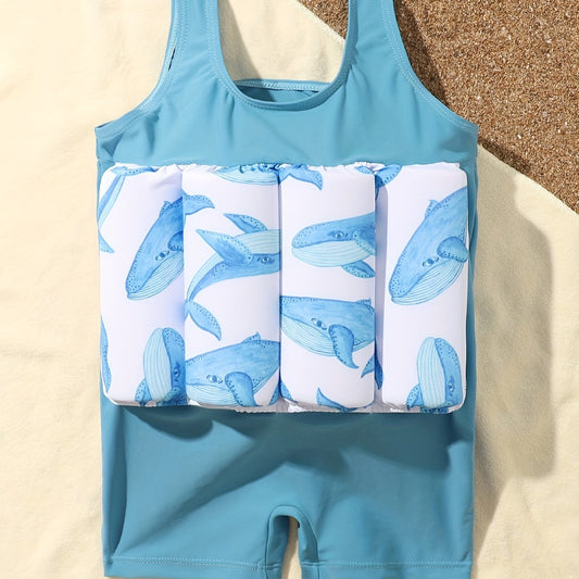 Boys Floating Swimwear Baby Cartoon Graphic Onesie Swimwear