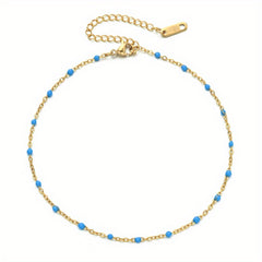 Stainless Steel Anklet Beaded Bells Charm Adjustable Foot Chain