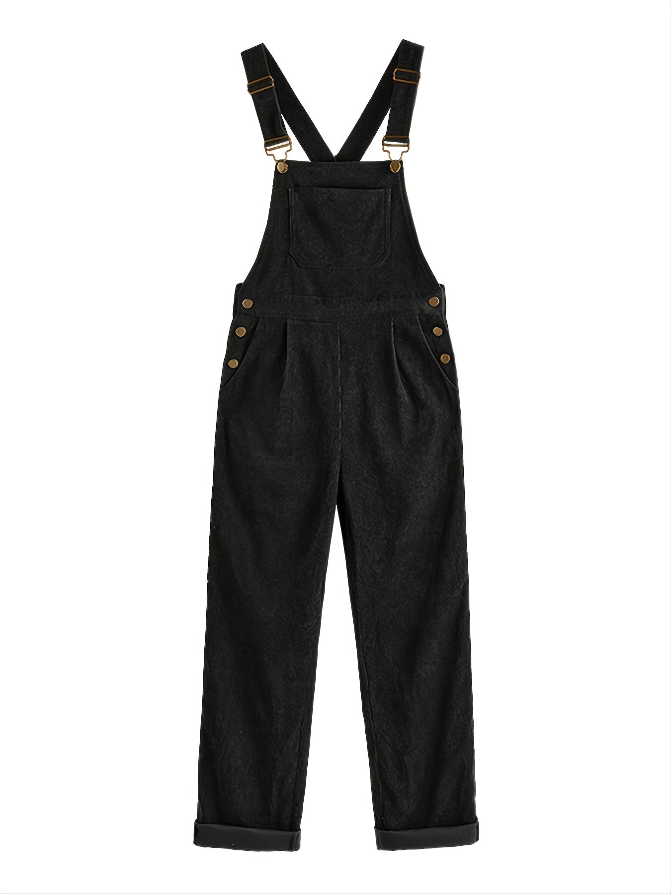 Casual Corduroy Criss Cross Jumpsuit Solid Pocket Loose Jumpsuit