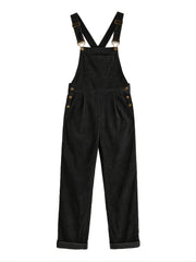 Casual Corduroy Criss Cross Jumpsuit Solid Pocket Loose Jumpsuit